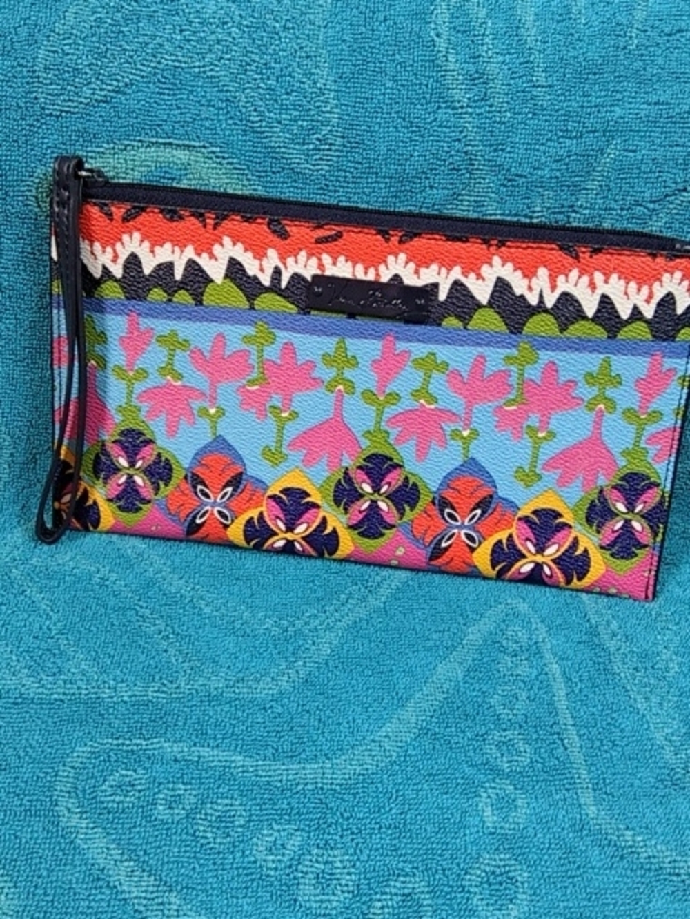 Vera Bradley Floral Wristlet Clutch in Blue, Pink & Green